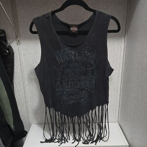 Harley-Davidson Charcoal Fringe Tank Top